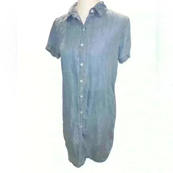 ALLEN B  Dress Women's Size Medium Blue Denim Button Up Shirt - Picture 3 of 7